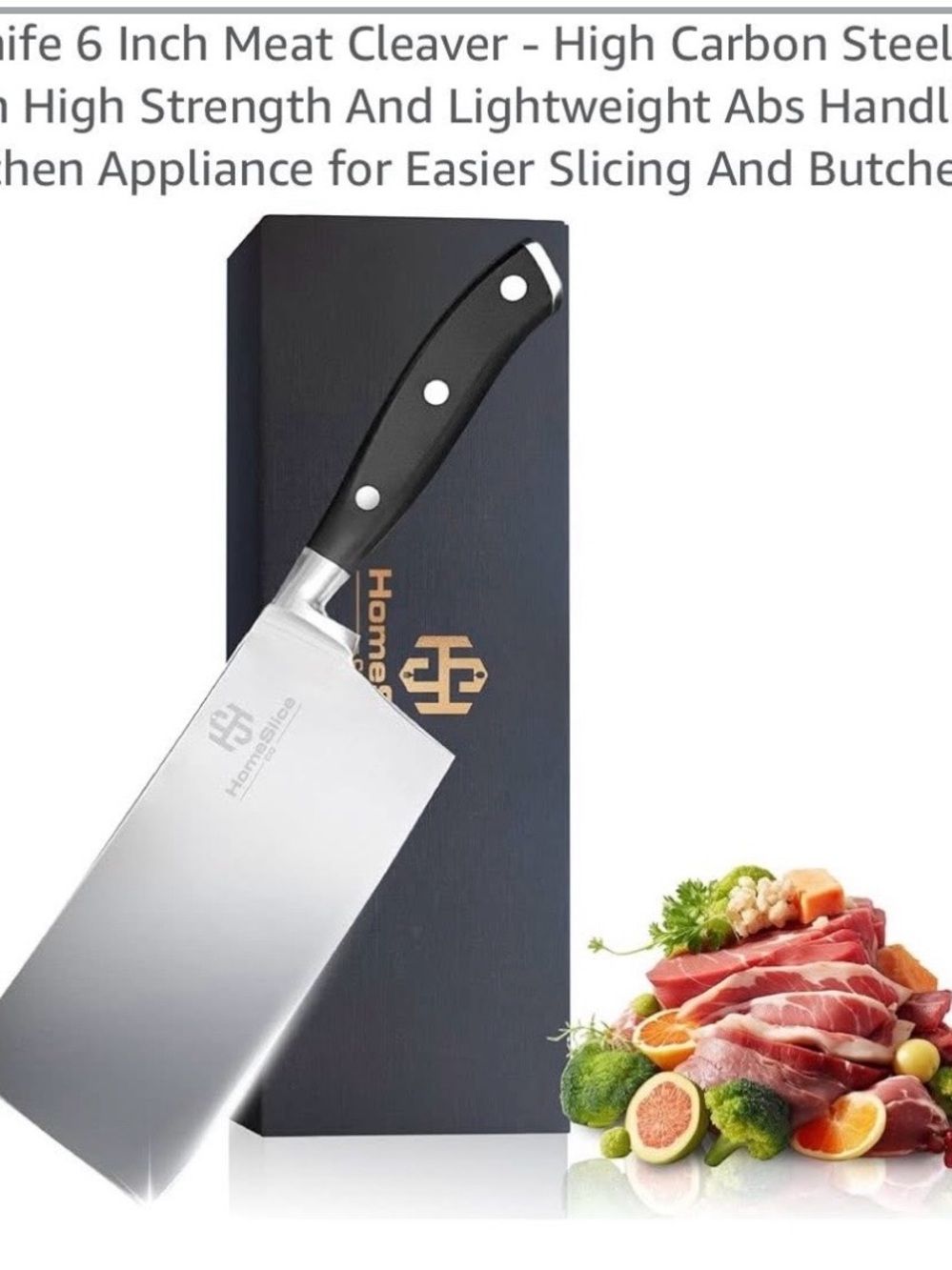 HomeSlice 6" Stainless Cleaver Knife - Black/Silver